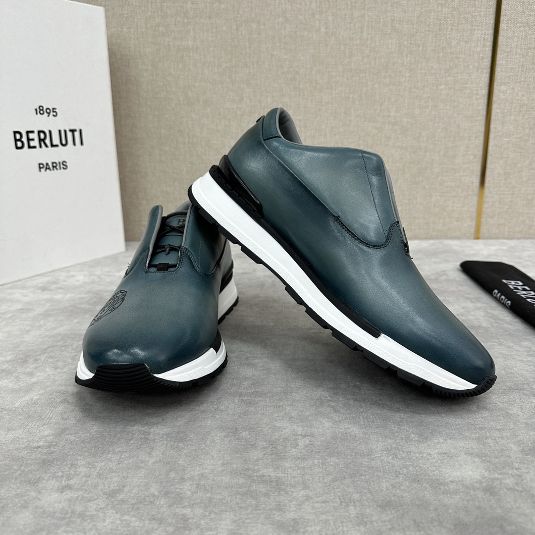 Berlut*布鲁提升级版第四代私模大底FastTrack皮革运动鞋官方11,500最新款男士休闲运动跑