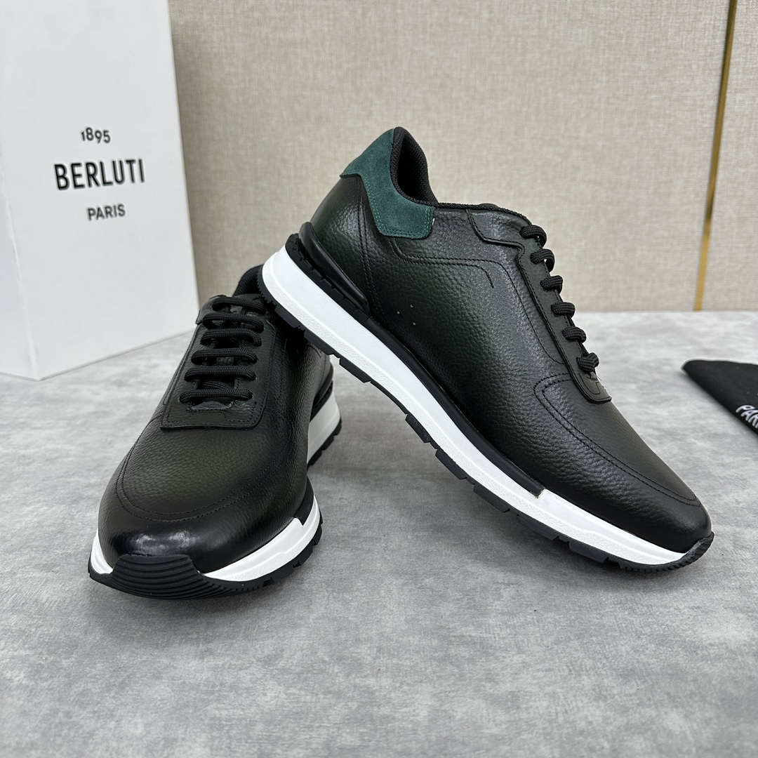 Berlut*布鲁提升级版第四代私模大底FastTrack皮革运动鞋官方15,600最新款男士休闲运动跑