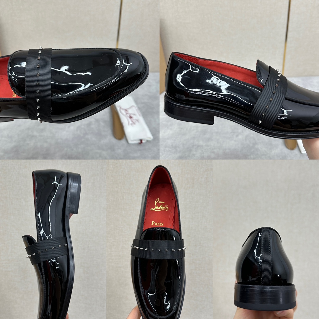 CL新品乐福鞋皮鞋Christia*Loubouti*红底鞋便鞋男士商务正装皮鞋帮面采用进口牛皮/开边珠