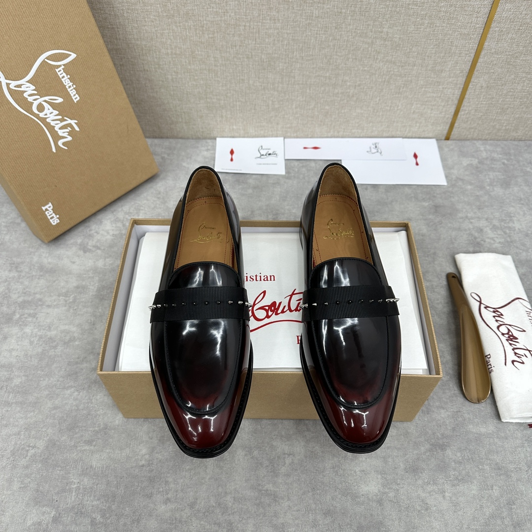 CL新品乐福鞋皮鞋Christia*Loubouti*红底鞋便鞋男士商务正装皮鞋帮面采用进口牛皮/开边珠