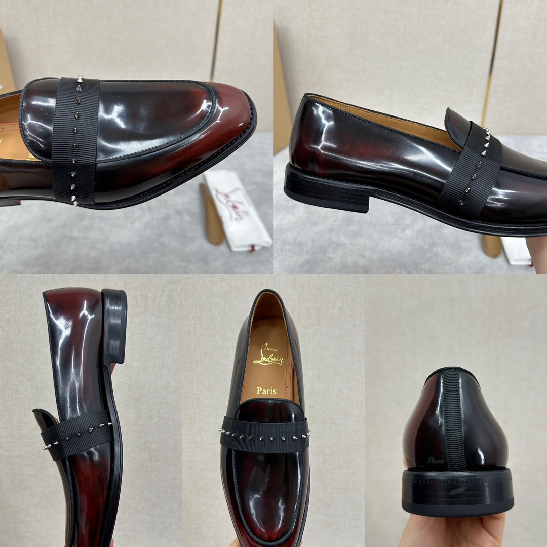 CL新品乐福鞋皮鞋Christia*Loubouti*红底鞋便鞋男士商务正装皮鞋帮面采用进口牛皮/开边珠