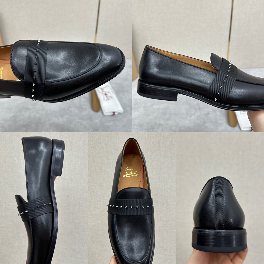 CL新品乐福鞋皮鞋Christia*Loubouti*红底鞋便鞋男士商务正装皮鞋帮面采用进口牛皮/开边珠