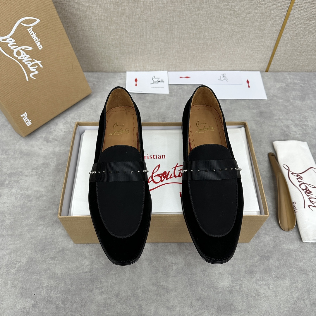 CL新品乐福鞋皮鞋Christia*Loubouti*红底鞋便鞋男士商务正装皮鞋帮面采用进口牛皮/开边珠