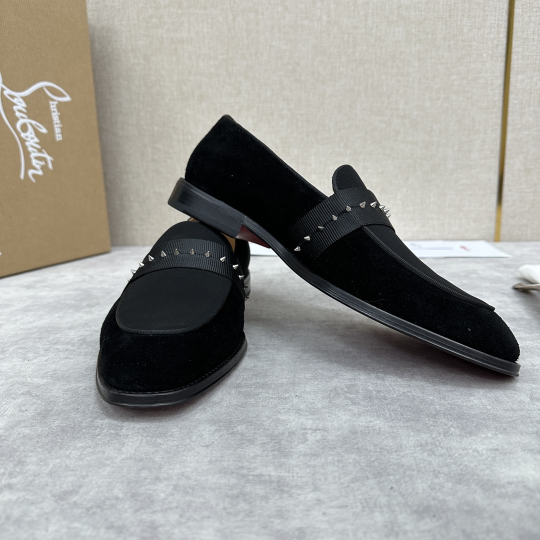 CL新品乐福鞋皮鞋Christia*Loubouti*红底鞋便鞋男士商务正装皮鞋帮面采用进口牛皮/开边珠