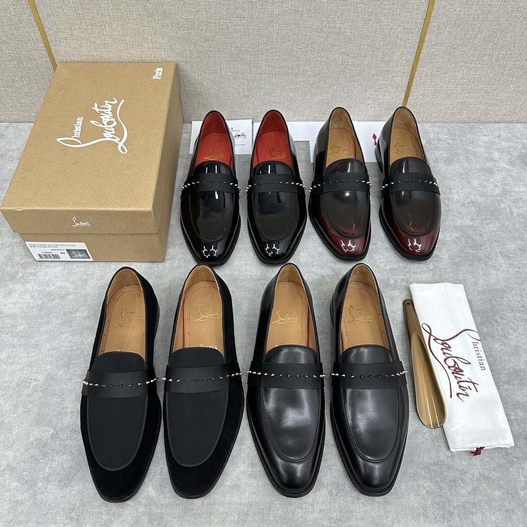 CL新品乐福鞋皮鞋Christia*Loubouti*红底鞋便鞋男士商务正装皮鞋帮面采用进口牛皮/开边珠