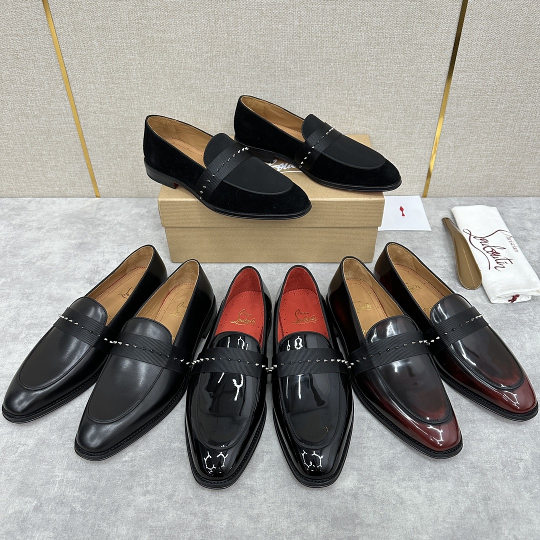 CL新品乐福鞋皮鞋Christia*Loubouti*红底鞋便鞋男士商务正装皮鞋帮面采用进口牛皮/开边珠