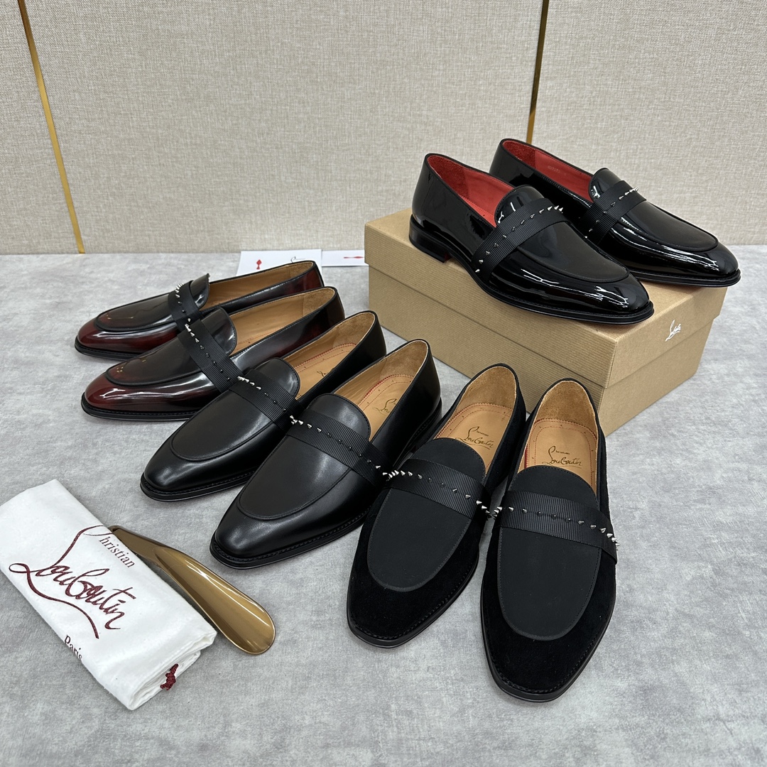 CL新品乐福鞋皮鞋Christia*Loubouti*红底鞋便鞋男士商务正装皮鞋帮面采用进口牛皮/开边珠