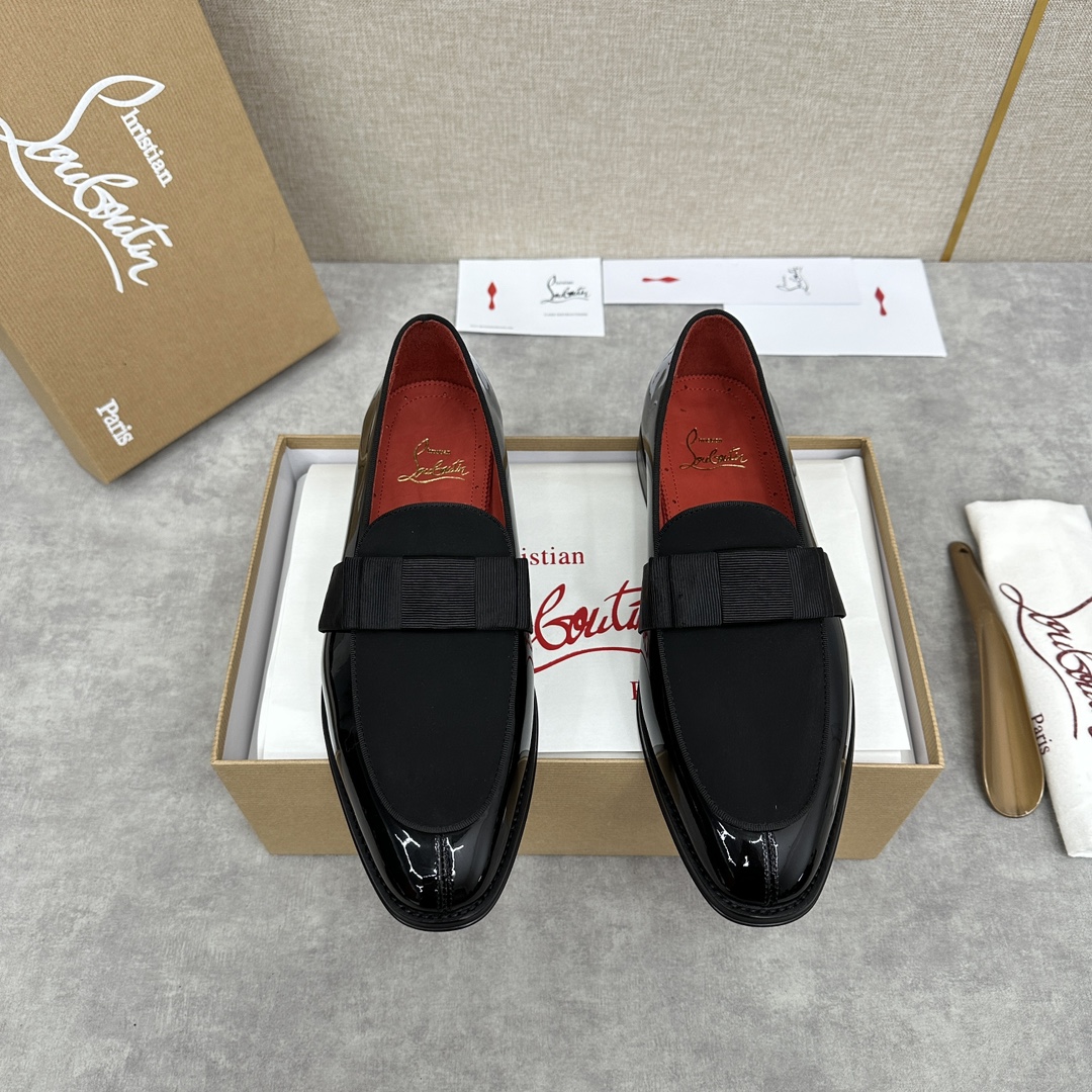 CL新品乐福鞋皮鞋Christia*Loubouti*红底鞋便鞋男士商务正装皮鞋帮面采用进口牛皮/开边珠