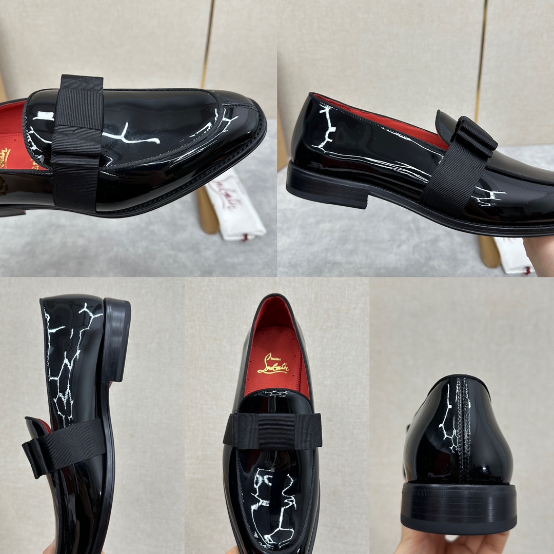 CL新品乐福鞋皮鞋Christia*Loubouti*红底鞋便鞋男士商务正装皮鞋帮面采用进口牛皮/开边珠