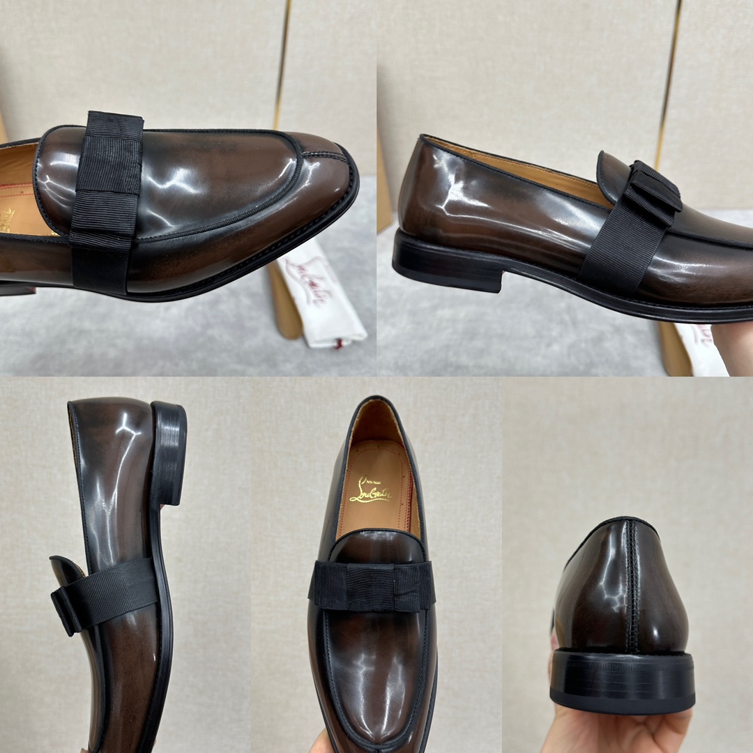 CL新品乐福鞋皮鞋Christia*Loubouti*红底鞋便鞋男士商务正装皮鞋帮面采用进口牛皮/开边珠