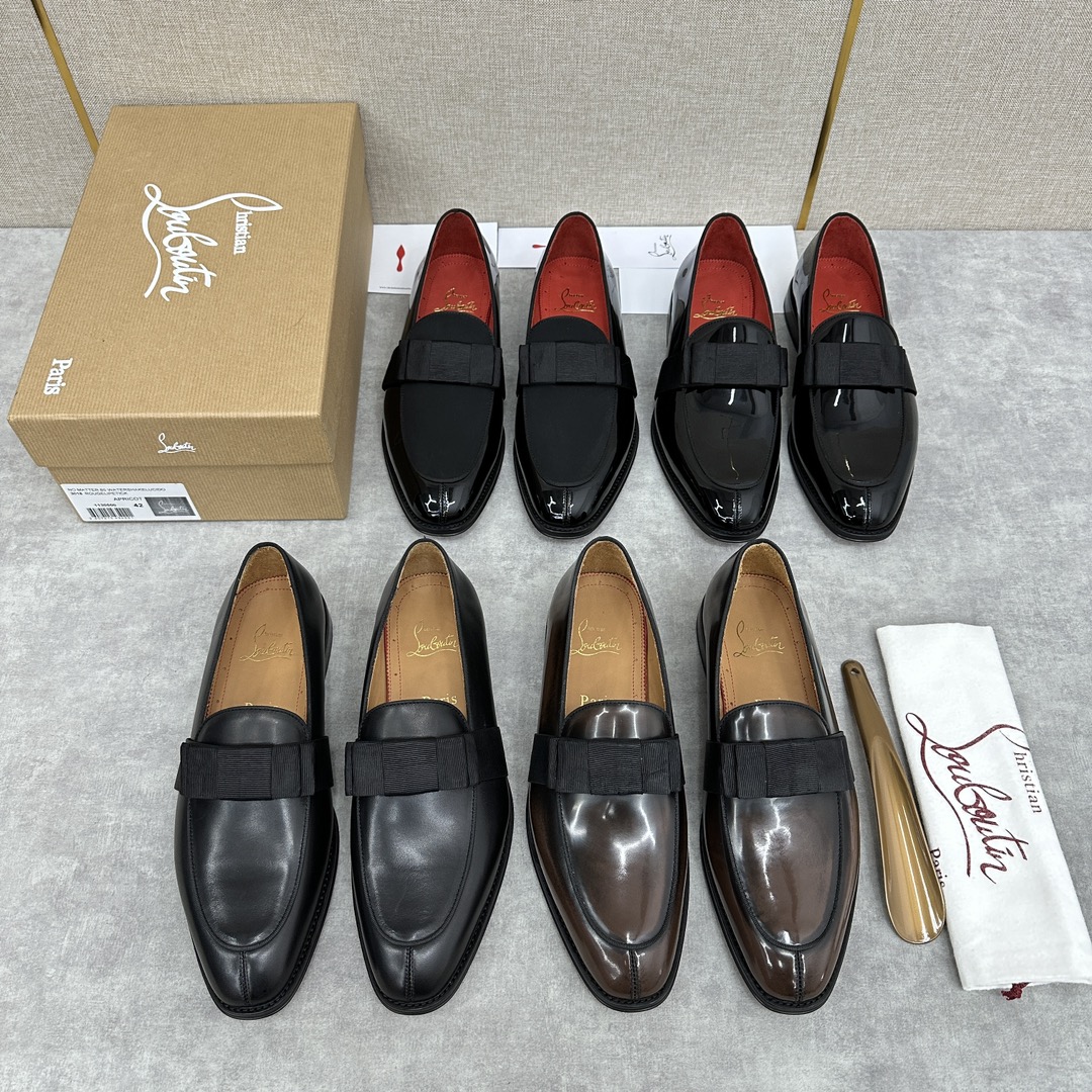 CL新品乐福鞋皮鞋Christia*Loubouti*红底鞋便鞋男士商务正装皮鞋帮面采用进口牛皮/开边珠