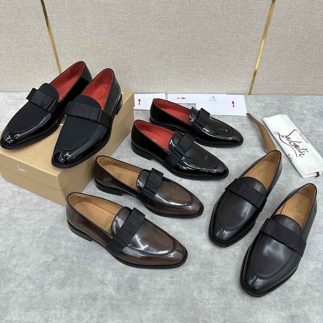 CL新品乐福鞋皮鞋Christia*Loubouti*红底鞋便鞋男士商务正装皮鞋帮面采用进口牛皮/开边珠