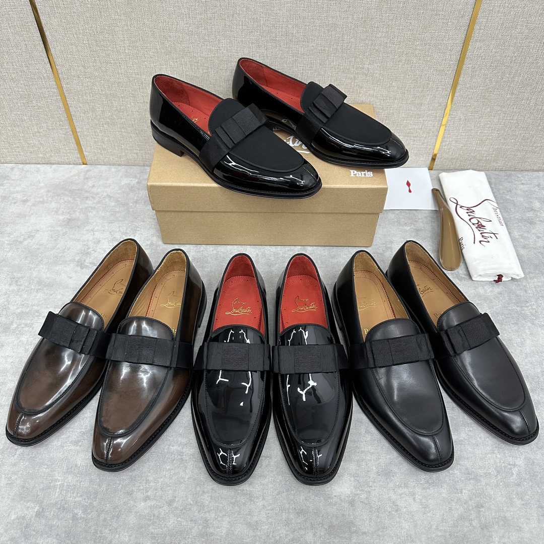 CL新品乐福鞋皮鞋Christia*Loubouti*红底鞋便鞋男士商务正装皮鞋帮面采用进口牛皮/开边珠