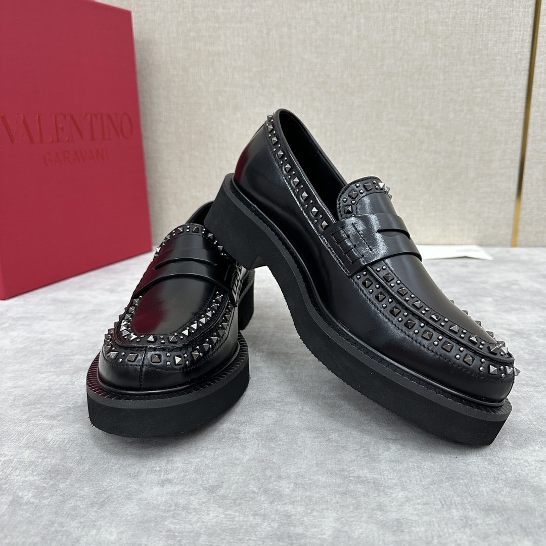 VT家新品VALENTIN*华伦-天奴GENTLEGLAM男士小牛皮德比鞋/厚底乐福鞋官方11,700超