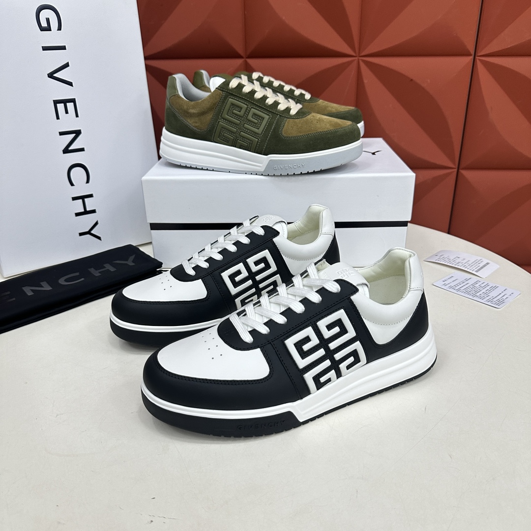 GVX新品GIVENCH*纪梵-希G4系列低帮运动鞋官方5,390进口牛皮系带拼接撞色设计侧面压印4GL