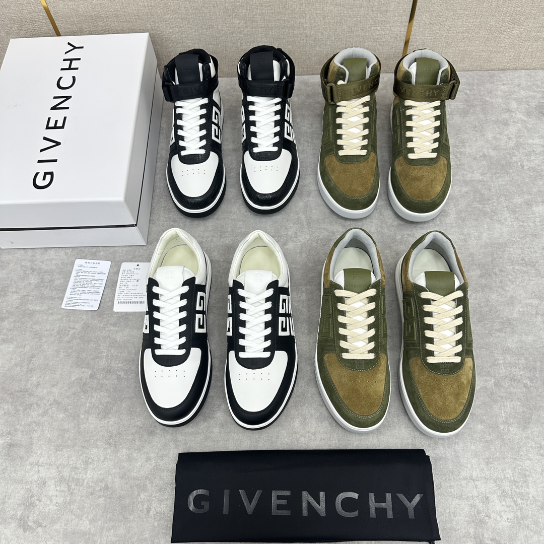 GVX新品GIVENCH*纪梵-希G4系列低帮运动鞋官方5,390进口牛皮系带拼接撞色设计侧面压印4GL