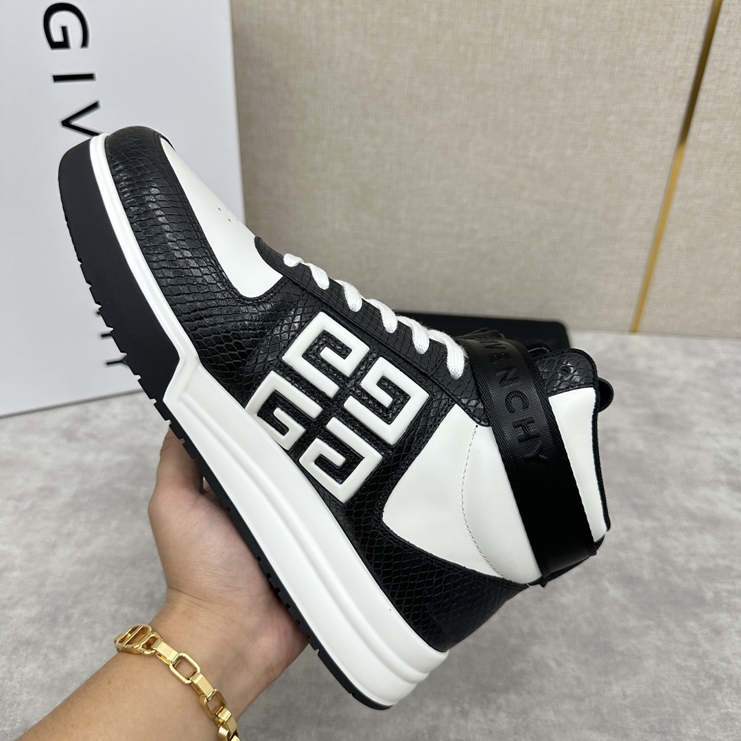 GVX新品GIVENCH*纪梵-希G4系列高帮运动鞋高帮靴官方5,890进口光滑牛皮系带拼接撞色设计踝部