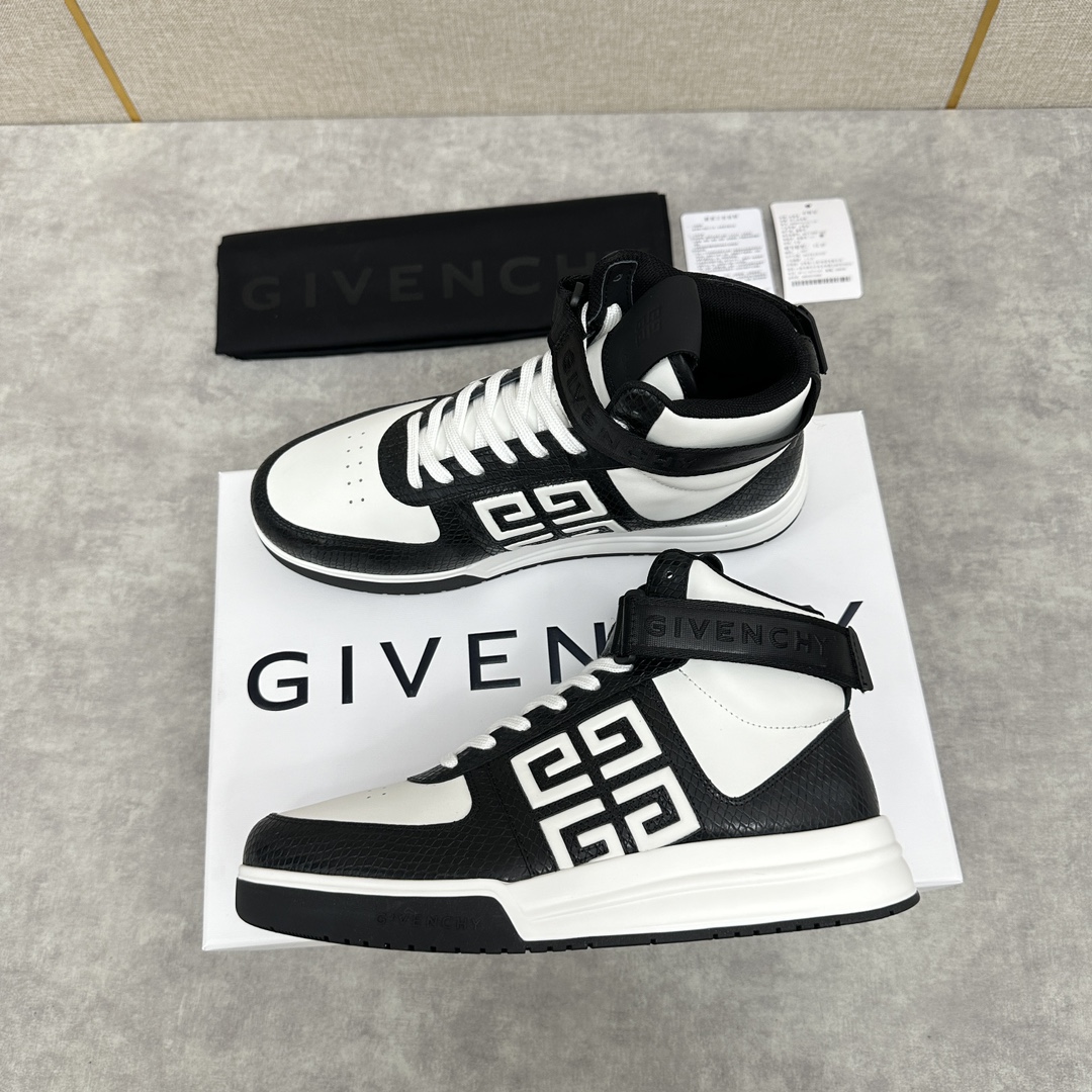 GVX新品GIVENCH*纪梵-希G4系列高帮运动鞋高帮靴官方5,890进口光滑牛皮系带拼接撞色设计踝部