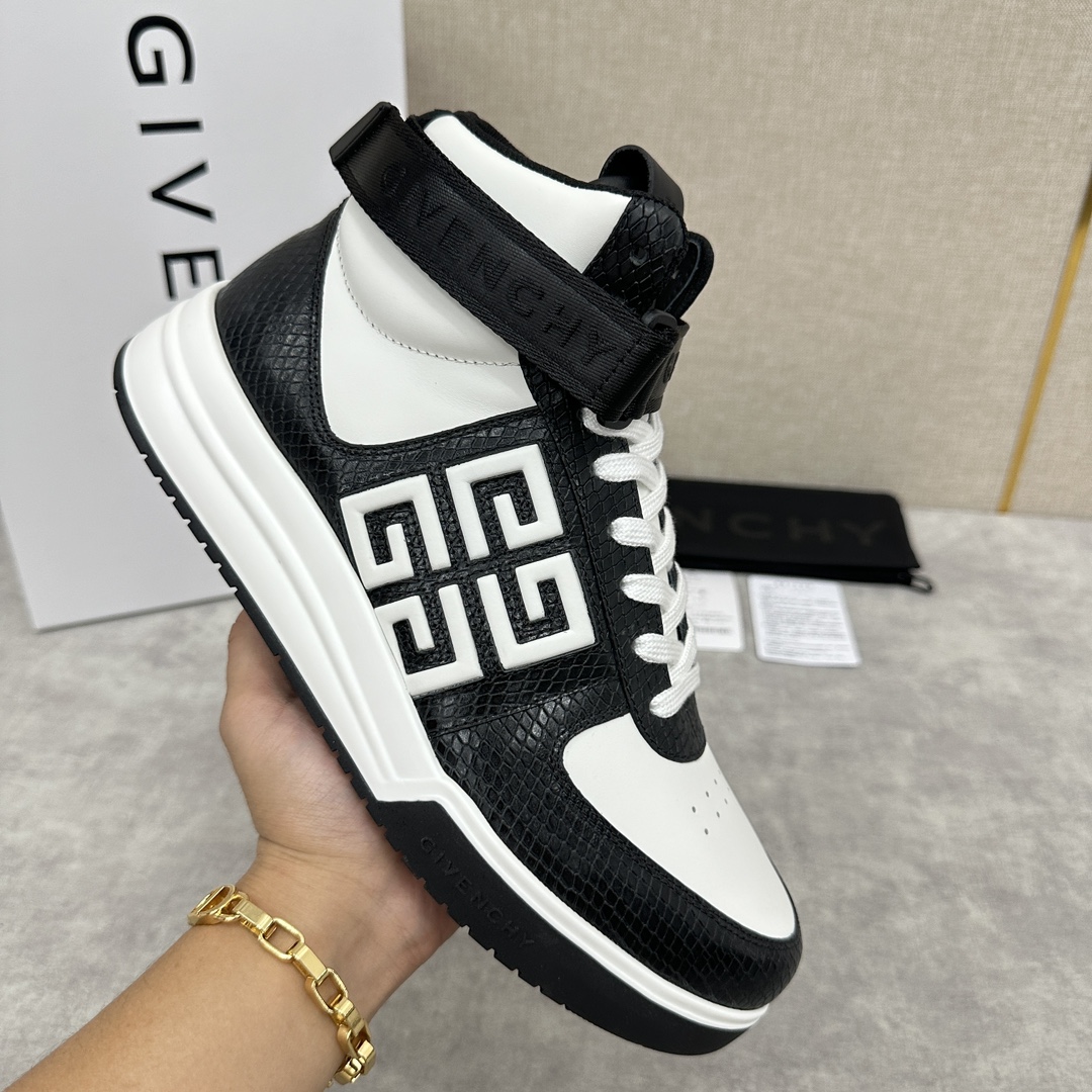 GVX新品GIVENCH*纪梵-希G4系列高帮运动鞋高帮靴官方5,890进口光滑牛皮系带拼接撞色设计踝部