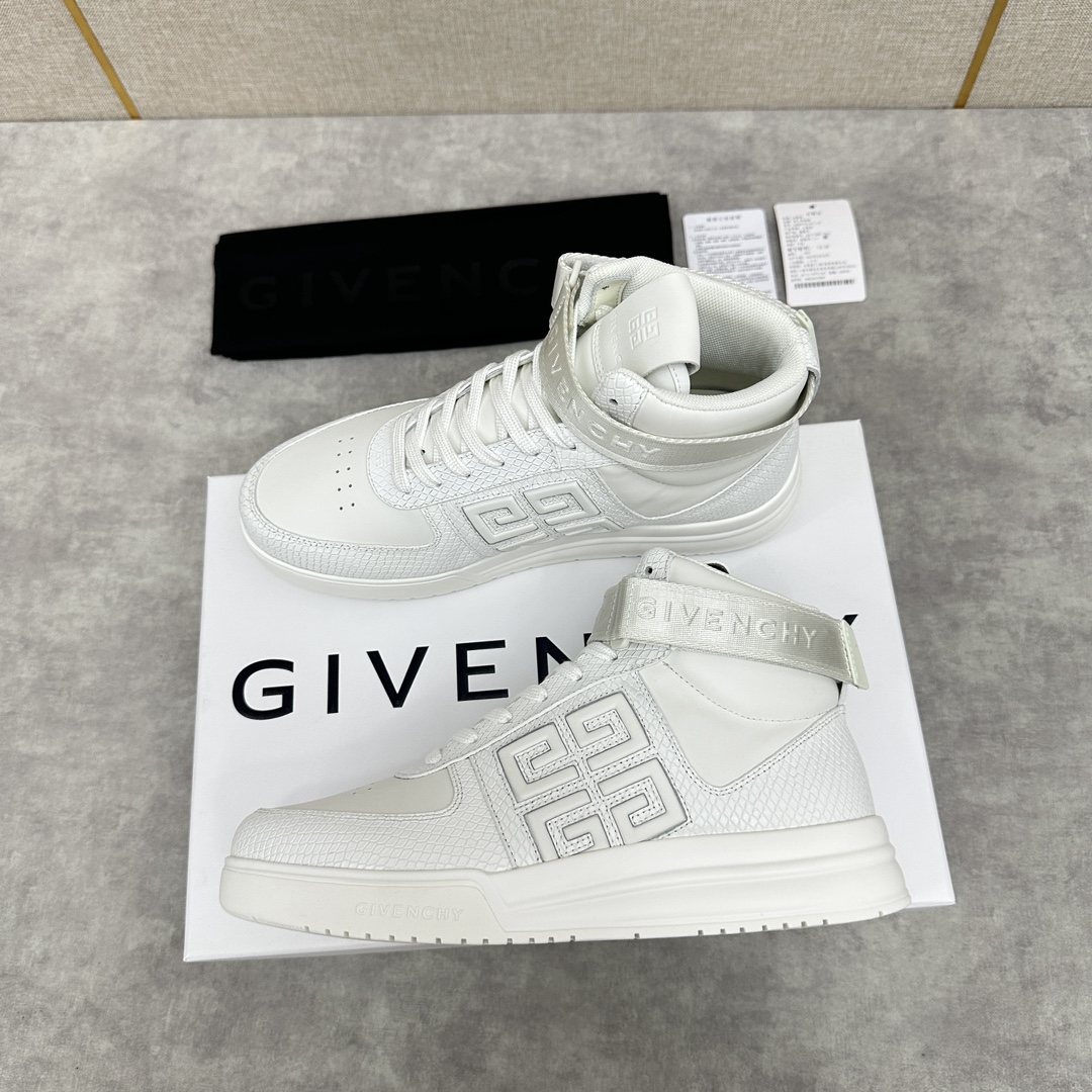 GVX新品GIVENCH*纪梵-希G4系列高帮运动鞋高帮靴官方5,890进口光滑牛皮系带拼接撞色设计踝部