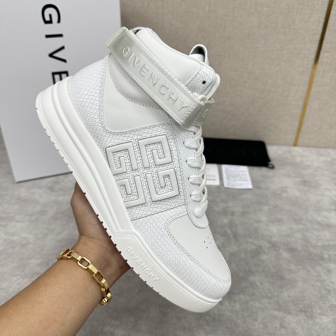 GVX新品GIVENCH*纪梵-希G4系列高帮运动鞋高帮靴官方5,890进口光滑牛皮系带拼接撞色设计踝部