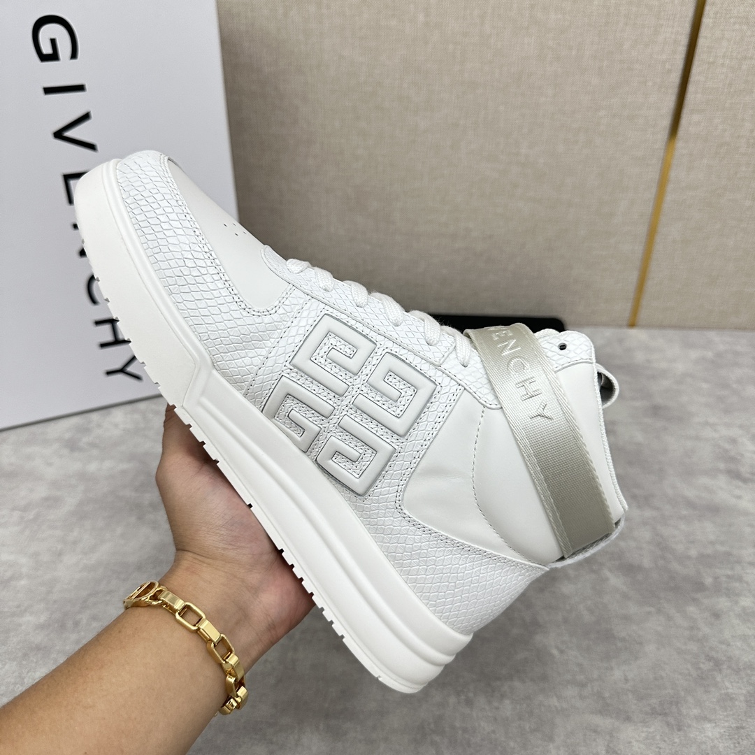 GVX新品GIVENCH*纪梵-希G4系列高帮运动鞋高帮靴官方5,890进口光滑牛皮系带拼接撞色设计踝部