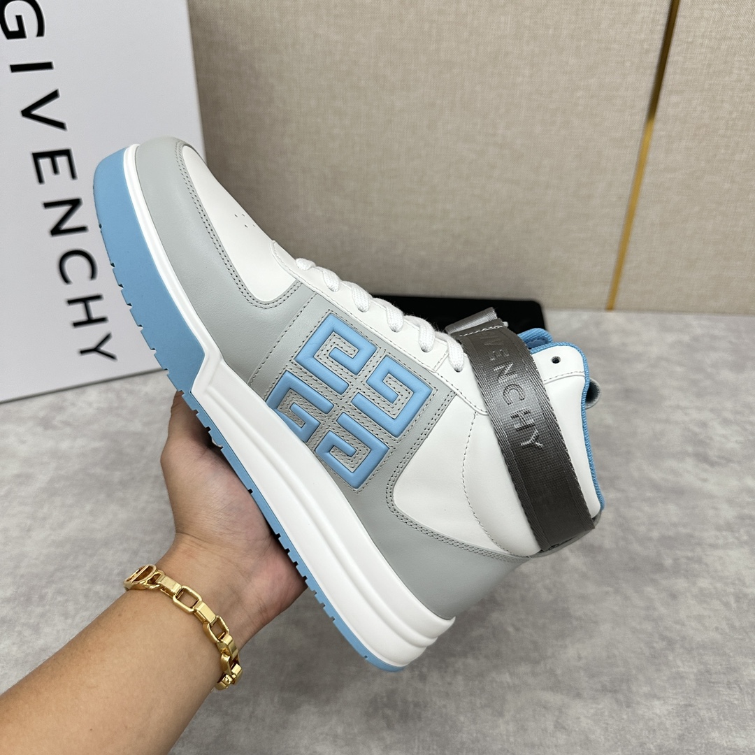 GVX新品GIVENCH*纪梵-希G4系列高帮运动鞋高帮靴官方5,890进口光滑牛皮系带拼接撞色设计踝部