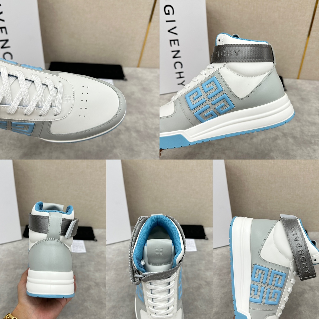 GVX新品GIVENCH*纪梵-希G4系列高帮运动鞋高帮靴官方5,890进口光滑牛皮系带拼接撞色设计踝部