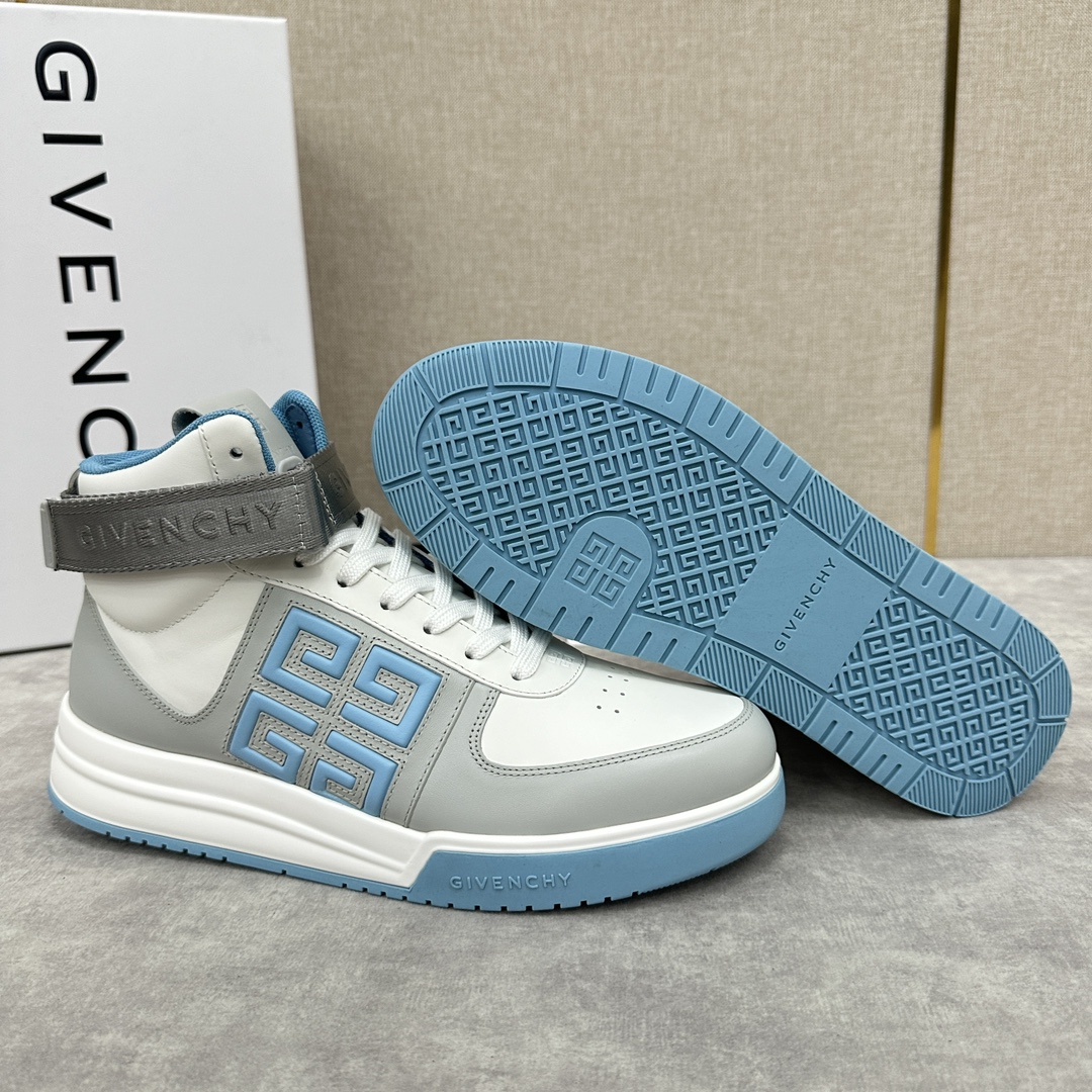 GVX新品GIVENCH*纪梵-希G4系列高帮运动鞋高帮靴官方5,890进口光滑牛皮系带拼接撞色设计踝部