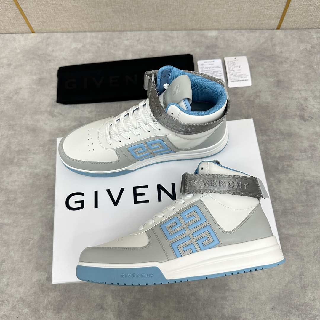 GVX新品GIVENCH*纪梵-希G4系列高帮运动鞋高帮靴官方5,890进口光滑牛皮系带拼接撞色设计踝部