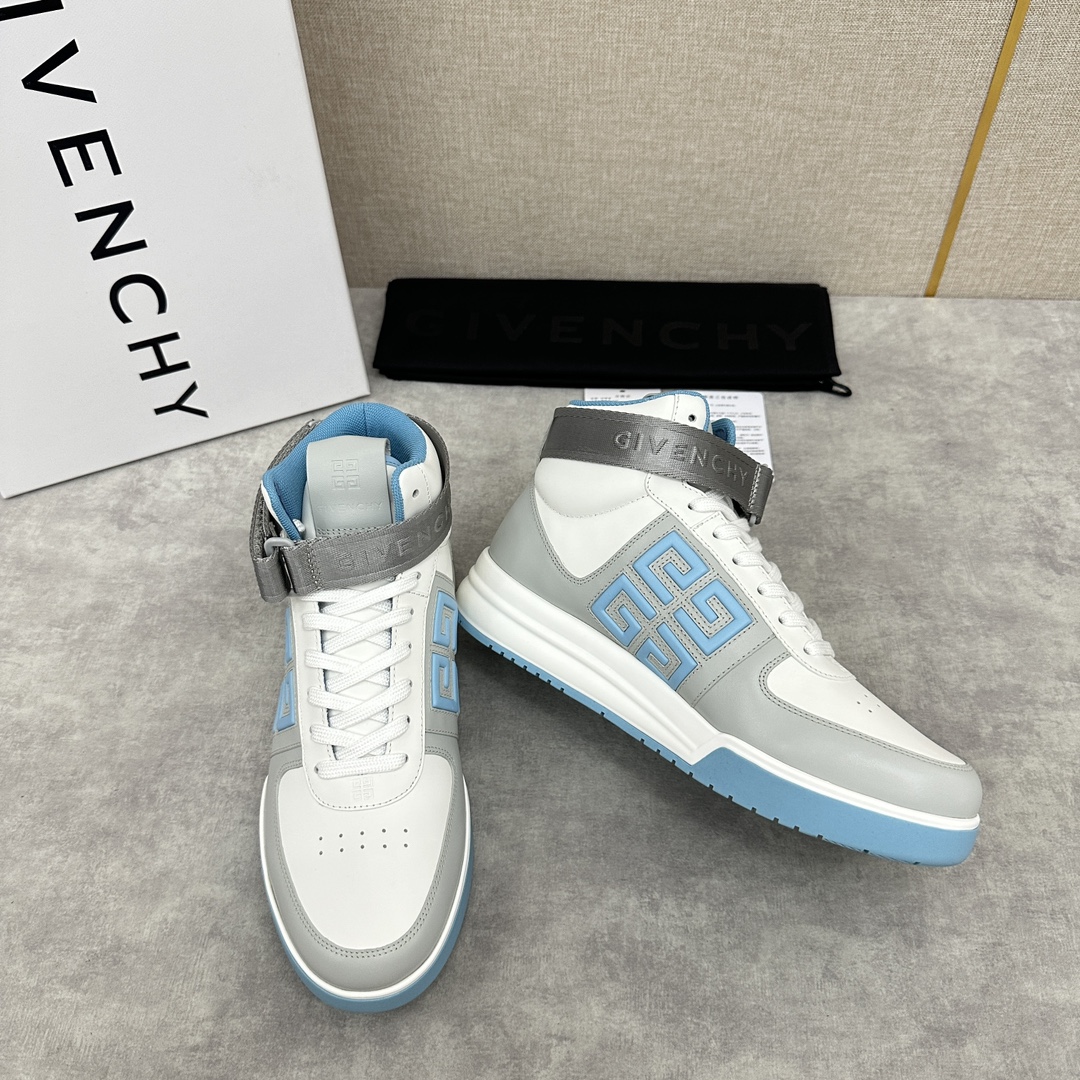 GVX新品GIVENCH*纪梵-希G4系列高帮运动鞋高帮靴官方5,890进口光滑牛皮系带拼接撞色设计踝部