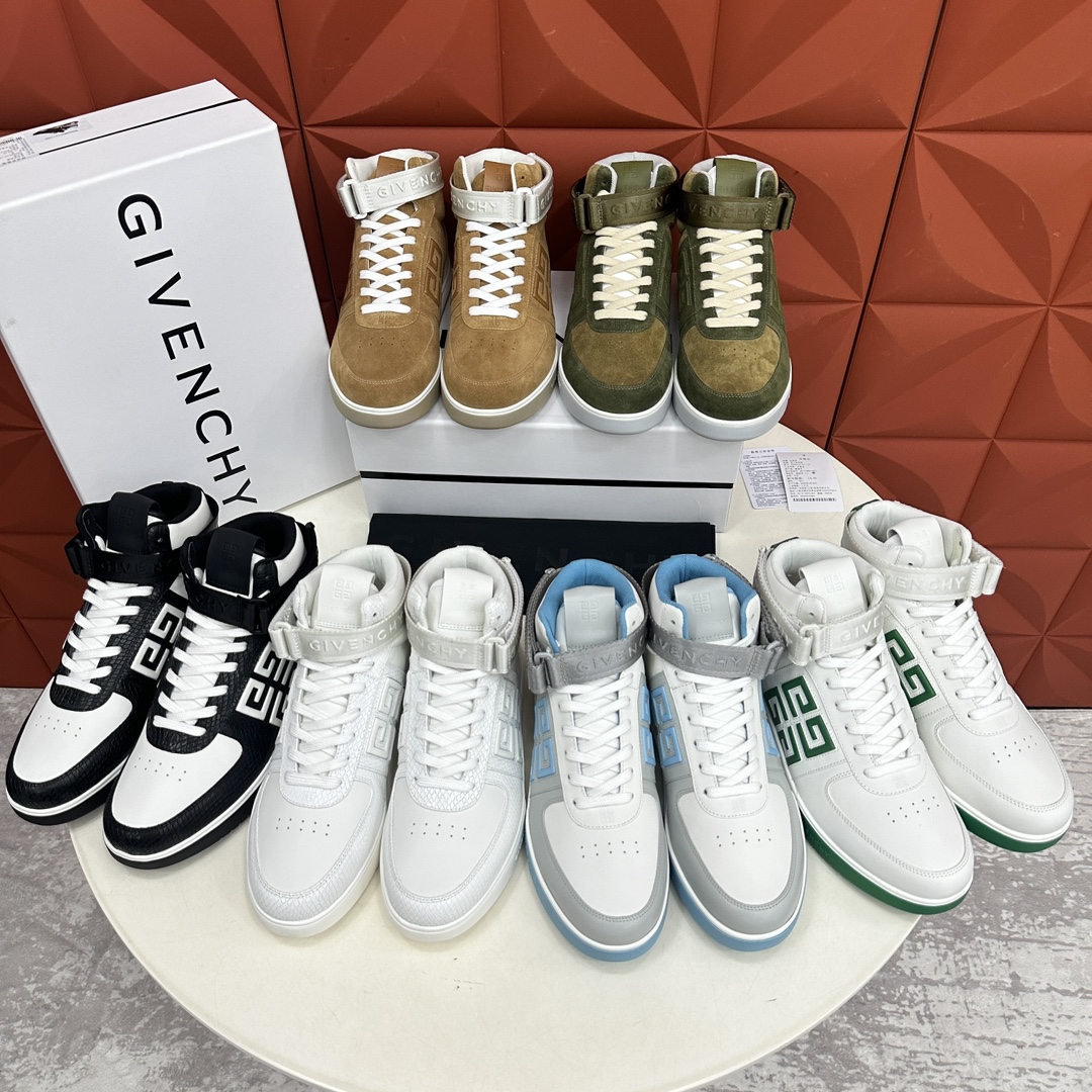 GVX新品GIVENCH*纪梵-希G4系列高帮运动鞋高帮靴官方5,890进口光滑牛皮系带拼接撞色设计踝部