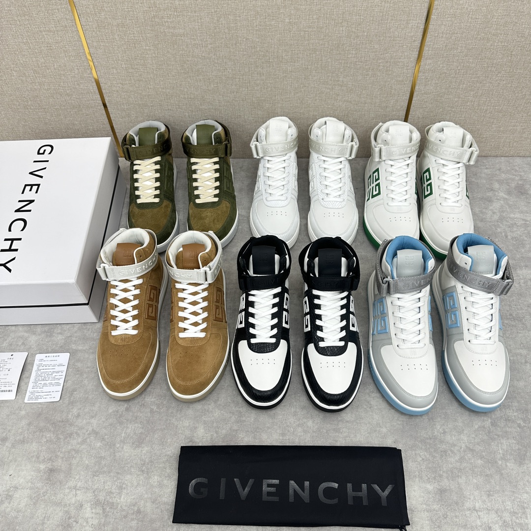 GVX新品GIVENCH*纪梵-希G4系列高帮运动鞋高帮靴官方5,890进口光滑牛皮系带拼接撞色设计踝部