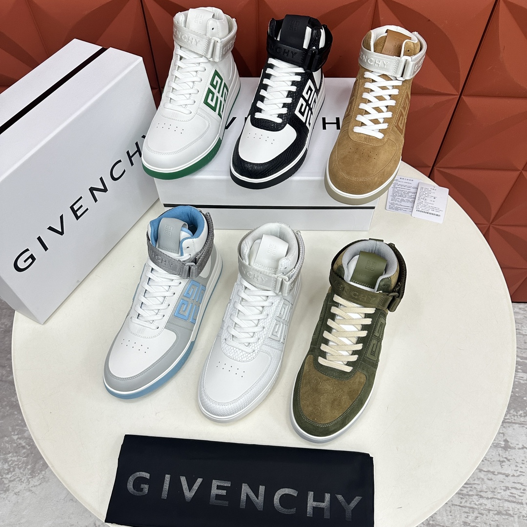 GVX新品GIVENCH*纪梵-希G4系列高帮运动鞋高帮靴官方5,890进口光滑牛皮系带拼接撞色设计踝部