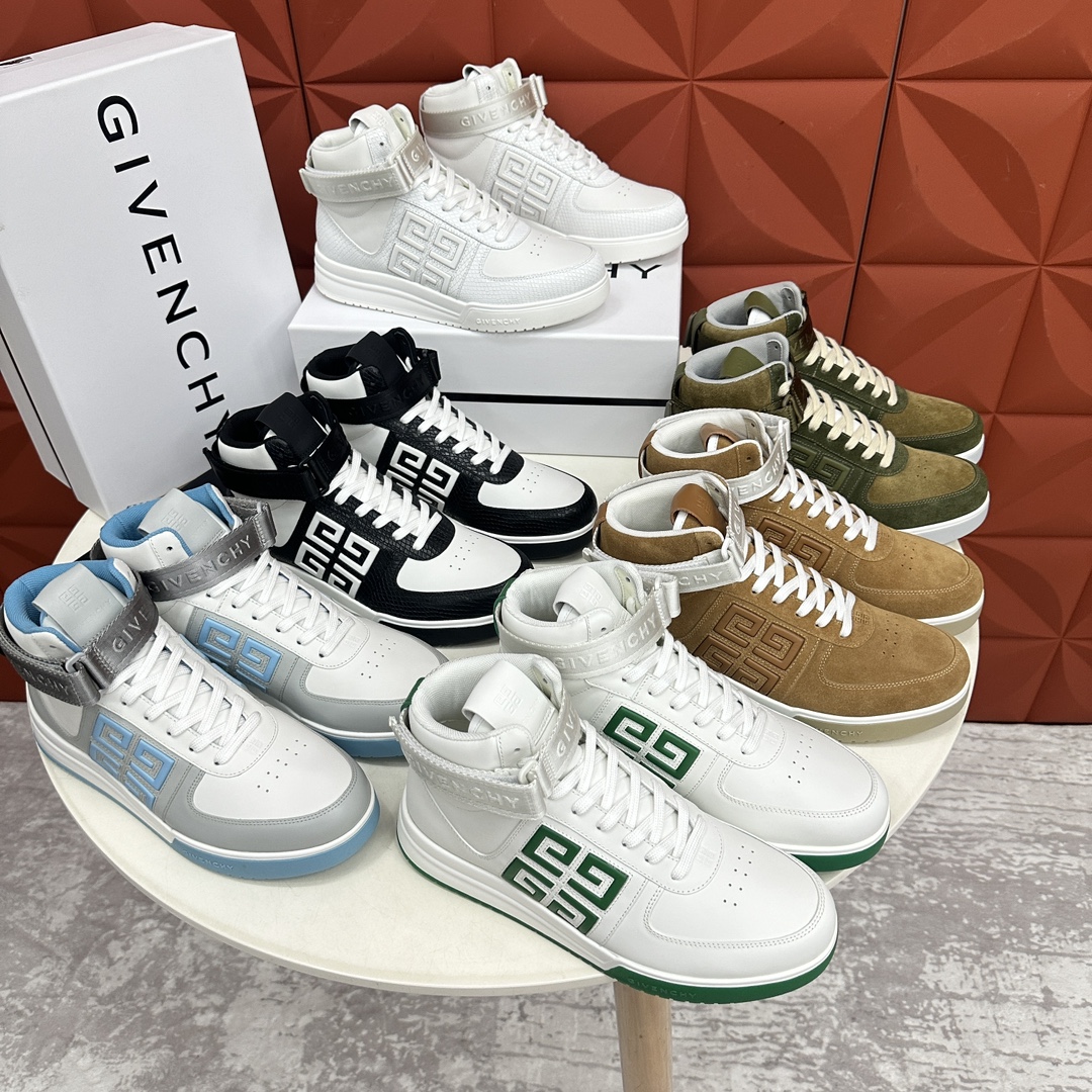 GVX新品GIVENCH*纪梵-希G4系列高帮运动鞋高帮靴官方5,890进口光滑牛皮系带拼接撞色设计踝部