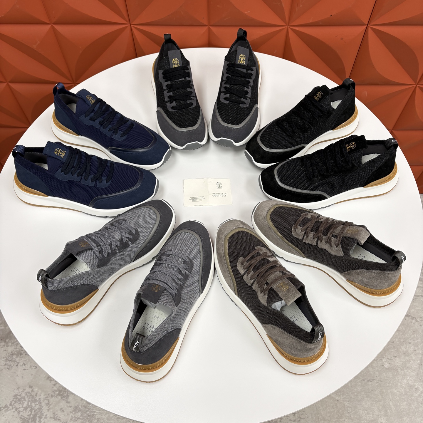 💋💍BC新品 Brunello Cucinell* 混色针织拼接绒面低帮运动鞋 官方 9,600 采用高