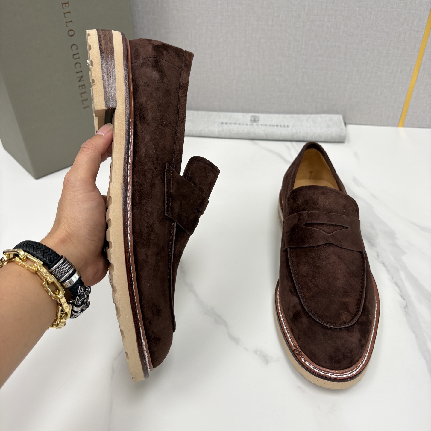 💋💍BC家新品上架 Brunello Cucinell* 乐福鞋皮鞋 选用进口胎牛反绒牛皮，触感如天鹅绒