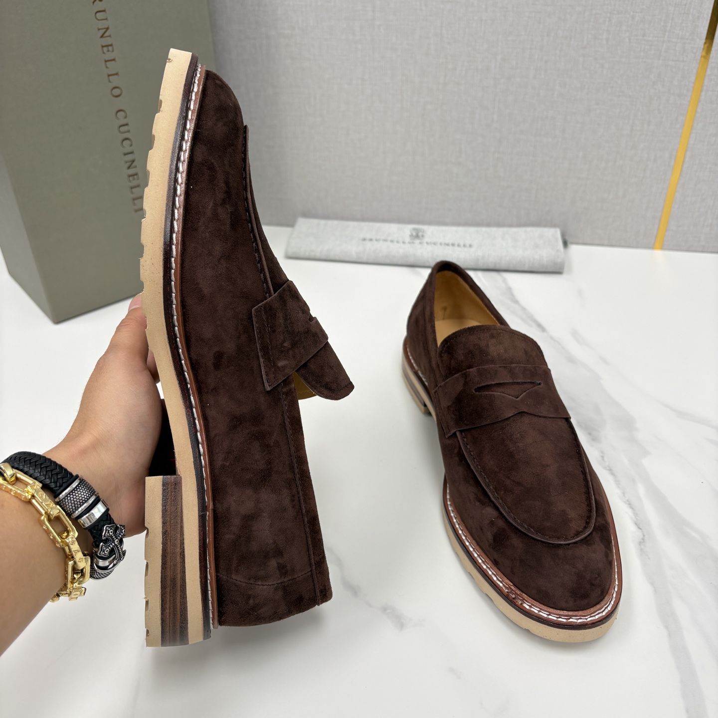 💋💍BC家新品上架 Brunello Cucinell* 乐福鞋皮鞋 选用进口胎牛反绒牛皮，触感如天鹅绒