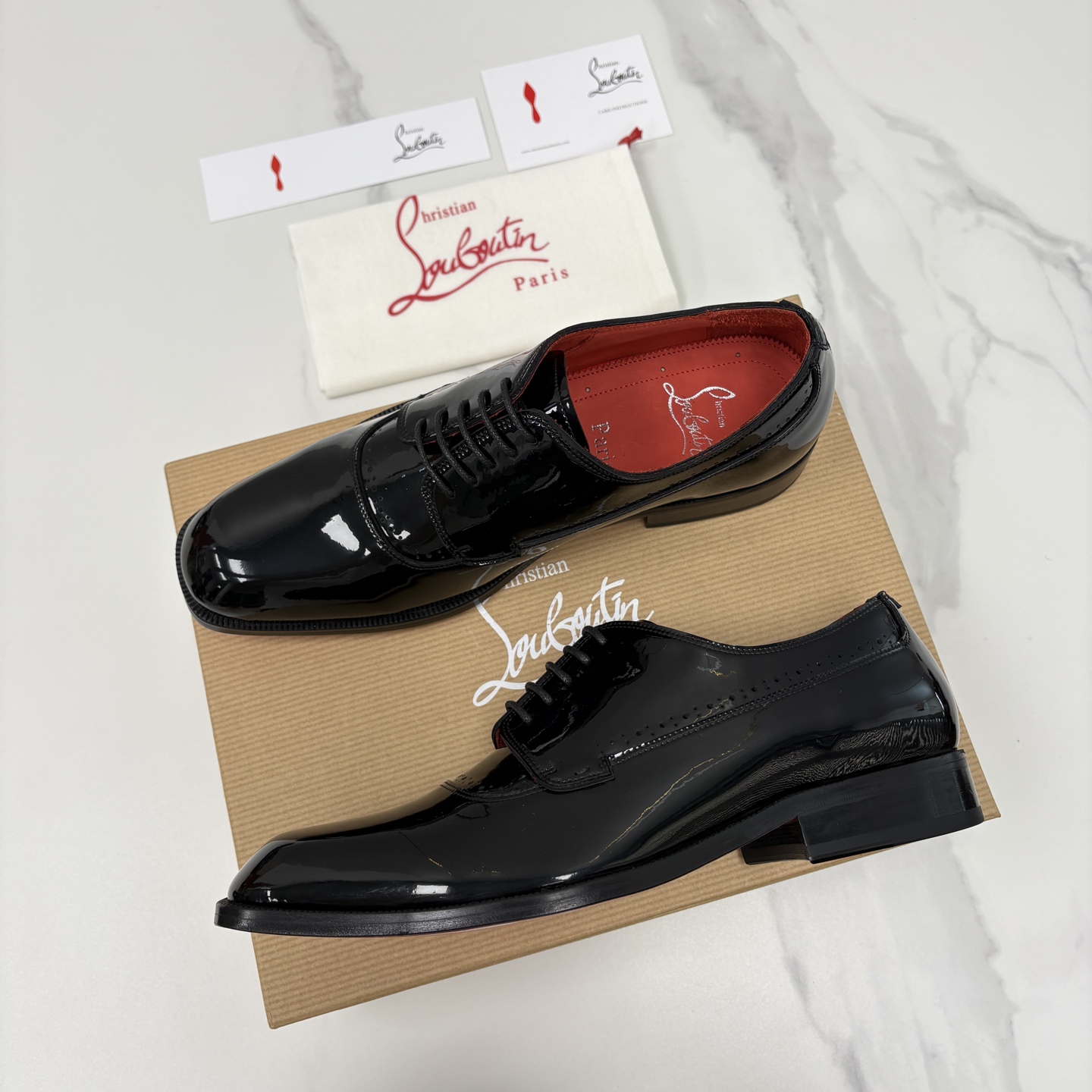 💋💍 CL 新品男士正装鞋皮鞋 Christia* Loubouti* 红底鞋 皮革肌理与红底美学的绅士