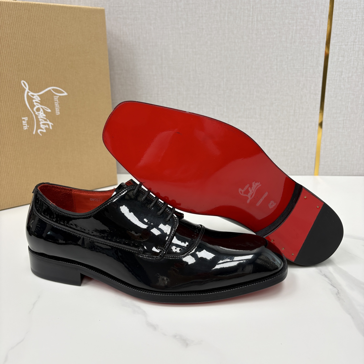 💋💍 CL 新品男士正装鞋皮鞋 Christia* Loubouti* 红底鞋 皮革肌理与红底美学的绅士