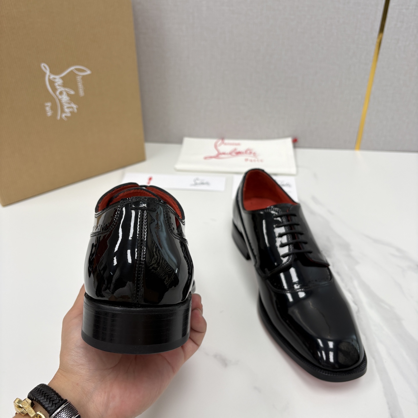 💋💍 CL 新品男士正装鞋皮鞋 Christia* Loubouti* 红底鞋 皮革肌理与红底美学的绅士