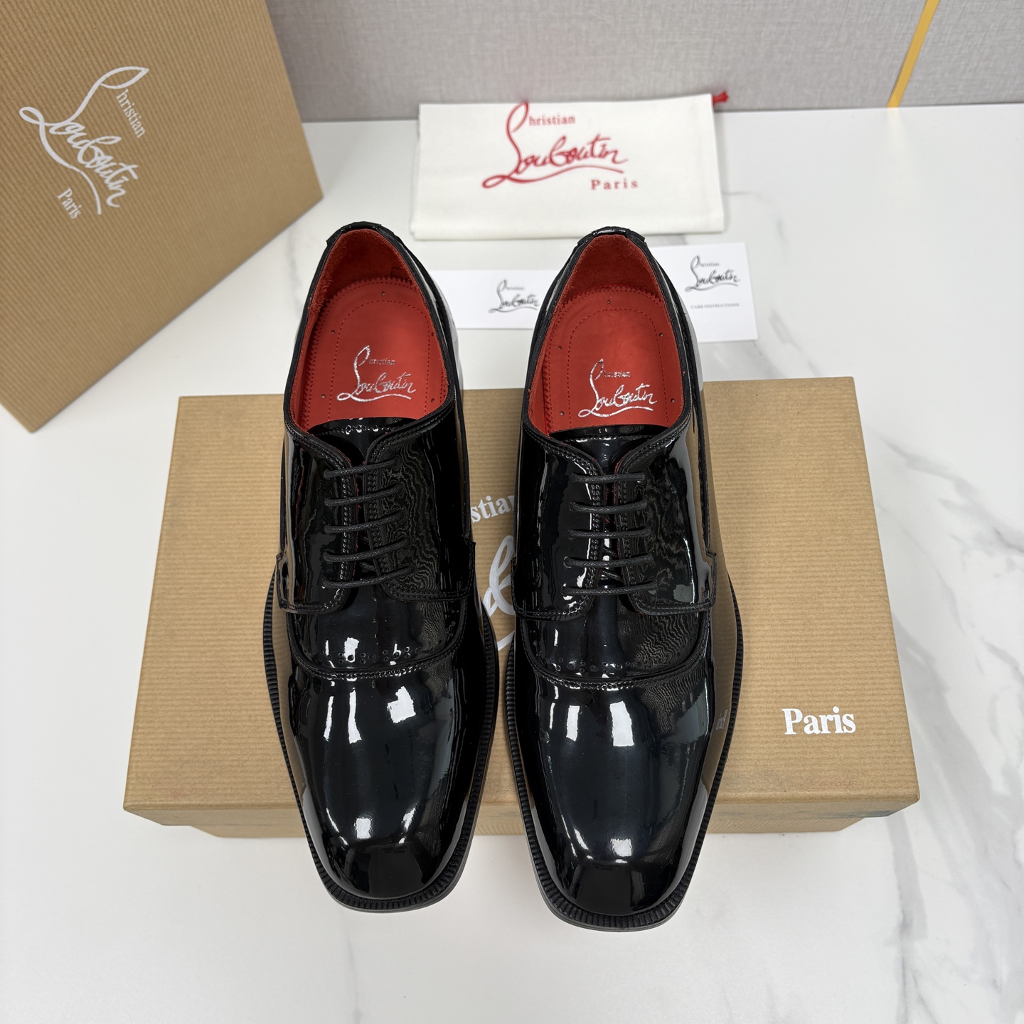 💋💍 CL 新品男士正装鞋皮鞋 Christia* Loubouti* 红底鞋 皮革肌理与红底美学的绅士