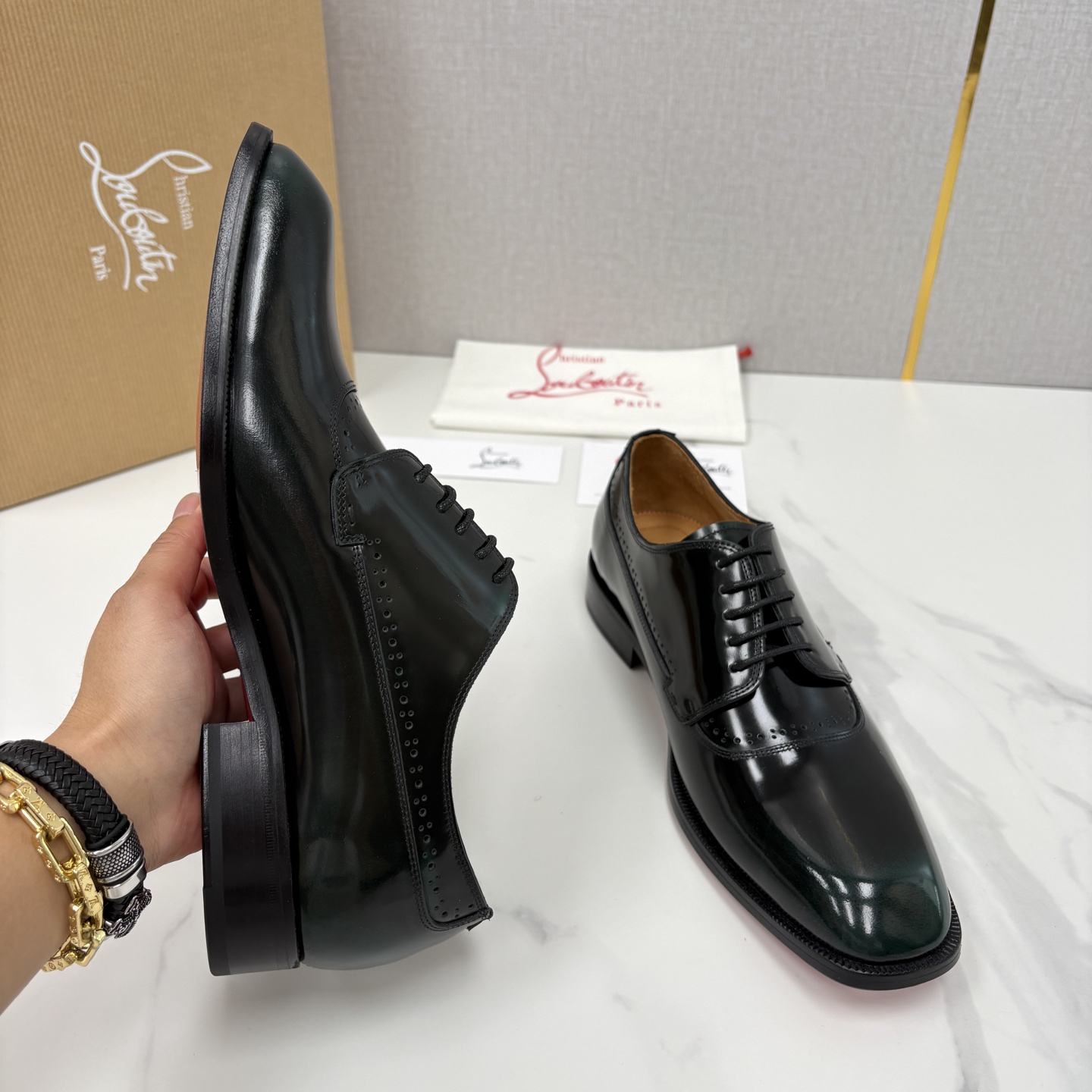 💋💍 CL 新品男士正装鞋皮鞋 Christia* Loubouti* 红底鞋 皮革肌理与红底美学的绅士