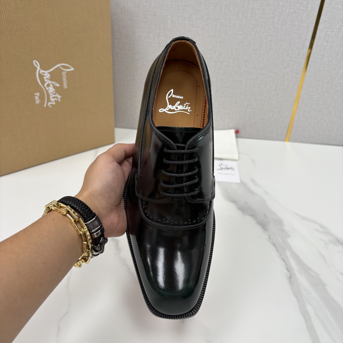 💋💍 CL 新品男士正装鞋皮鞋 Christia* Loubouti* 红底鞋 皮革肌理与红底美学的绅士