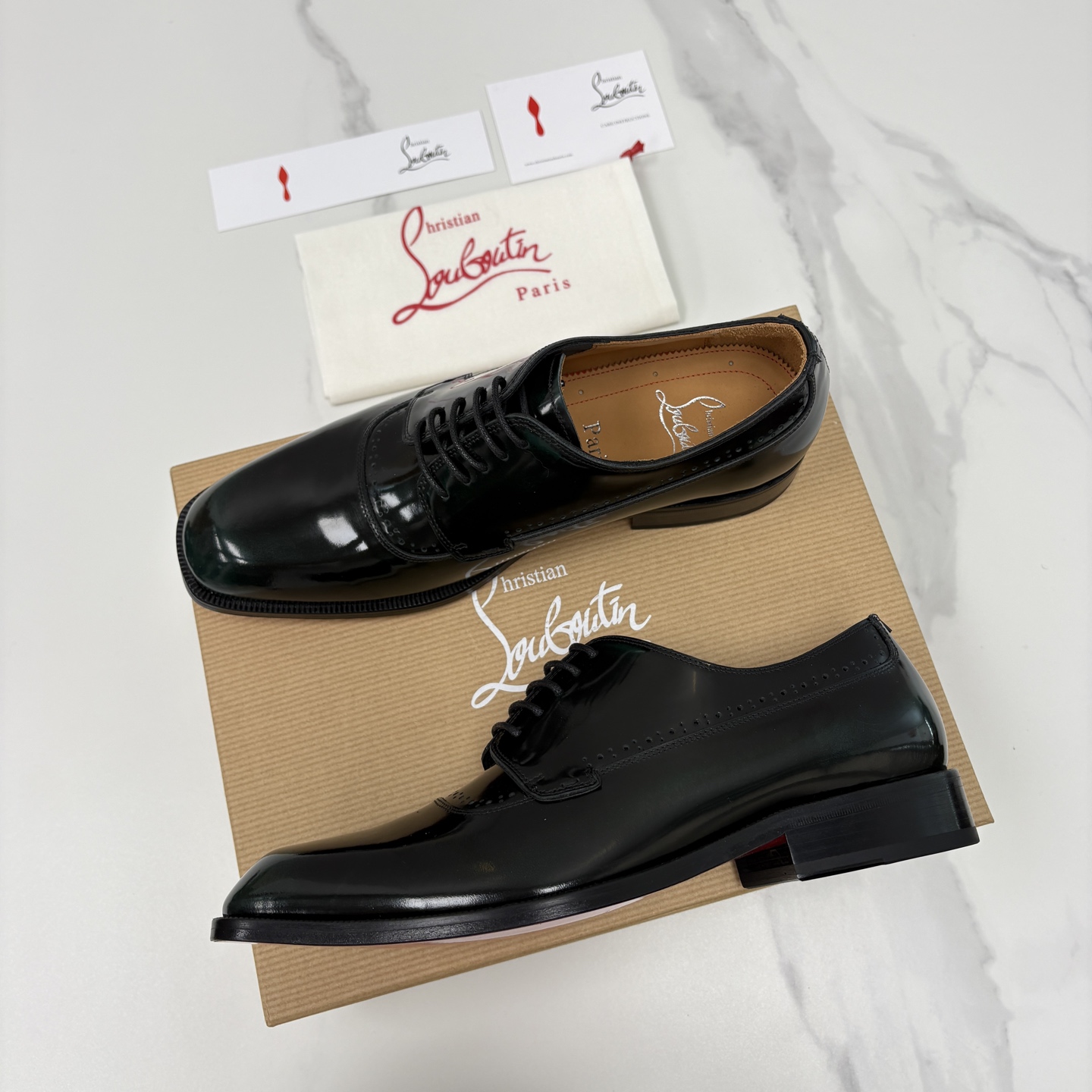 💋💍 CL 新品男士正装鞋皮鞋 Christia* Loubouti* 红底鞋 皮革肌理与红底美学的绅士