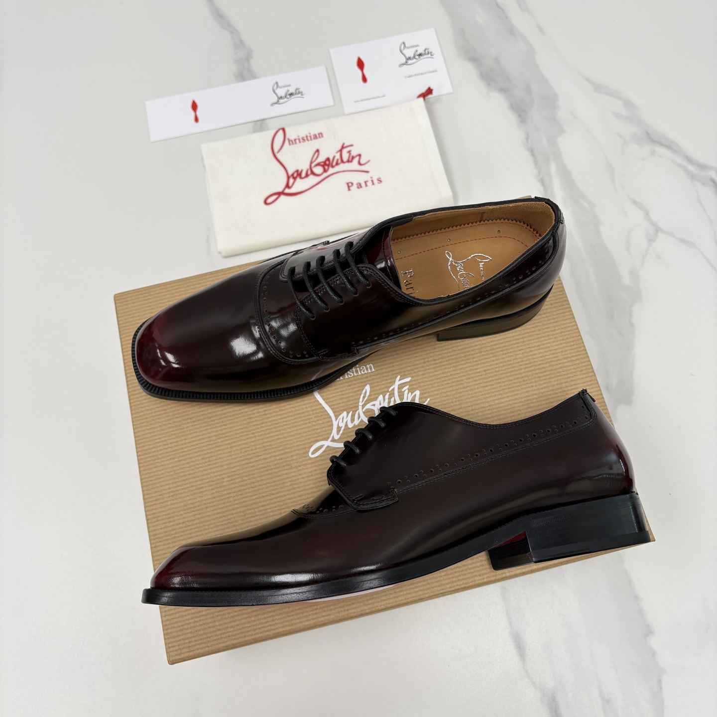 💋💍 CL 新品男士正装鞋皮鞋 Christia* Loubouti* 红底鞋 皮革肌理与红底美学的绅士