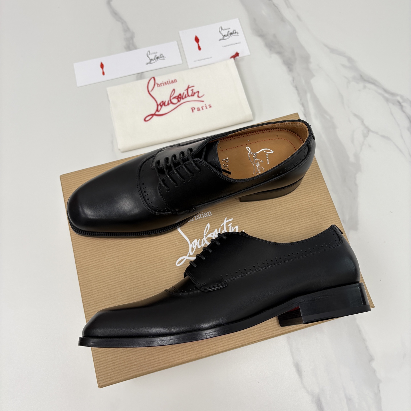 💋💍 CL 新品男士正装鞋皮鞋 Christia* Loubouti* 红底鞋 皮革肌理与红底美学的绅士