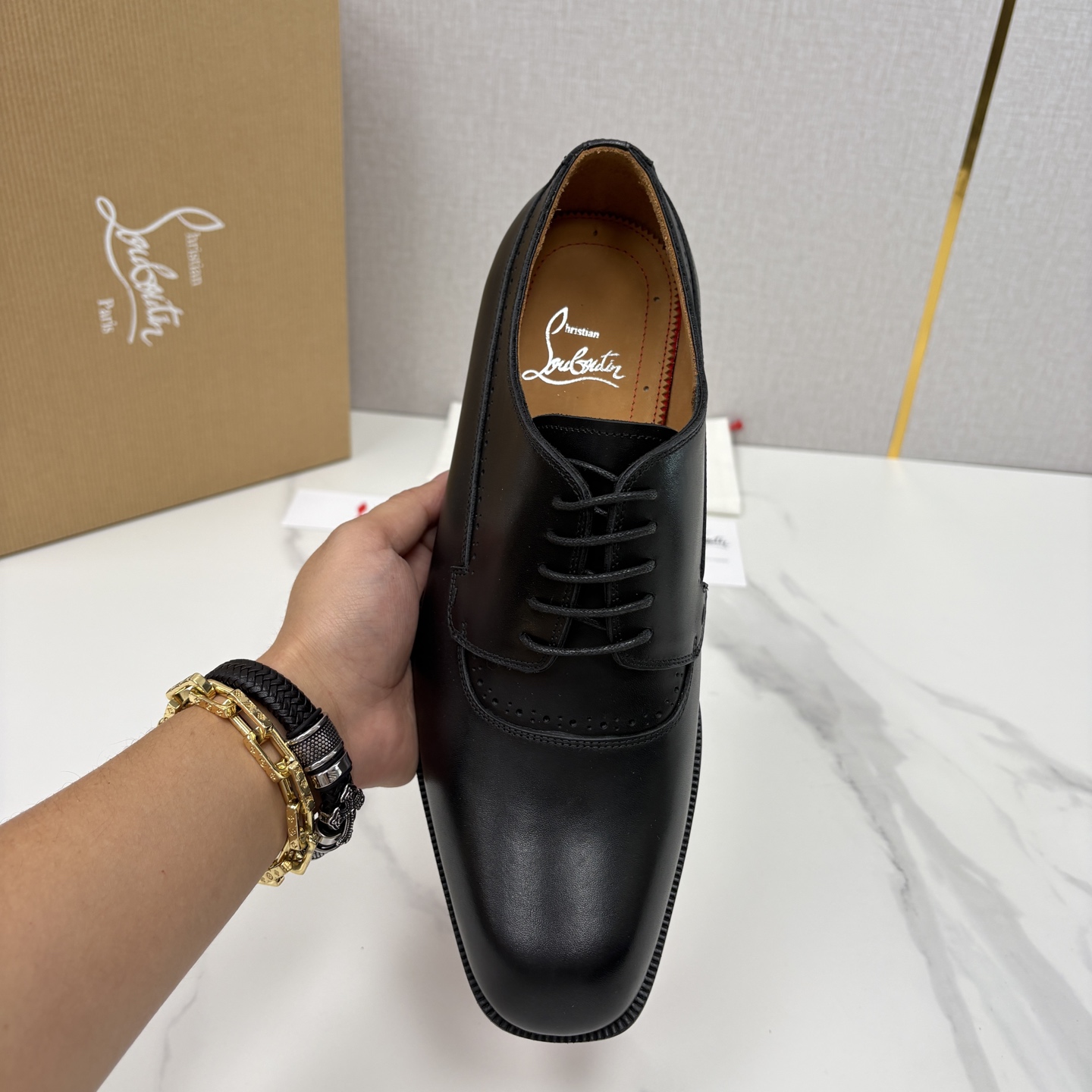 💋💍 CL 新品男士正装鞋皮鞋 Christia* Loubouti* 红底鞋 皮革肌理与红底美学的绅士