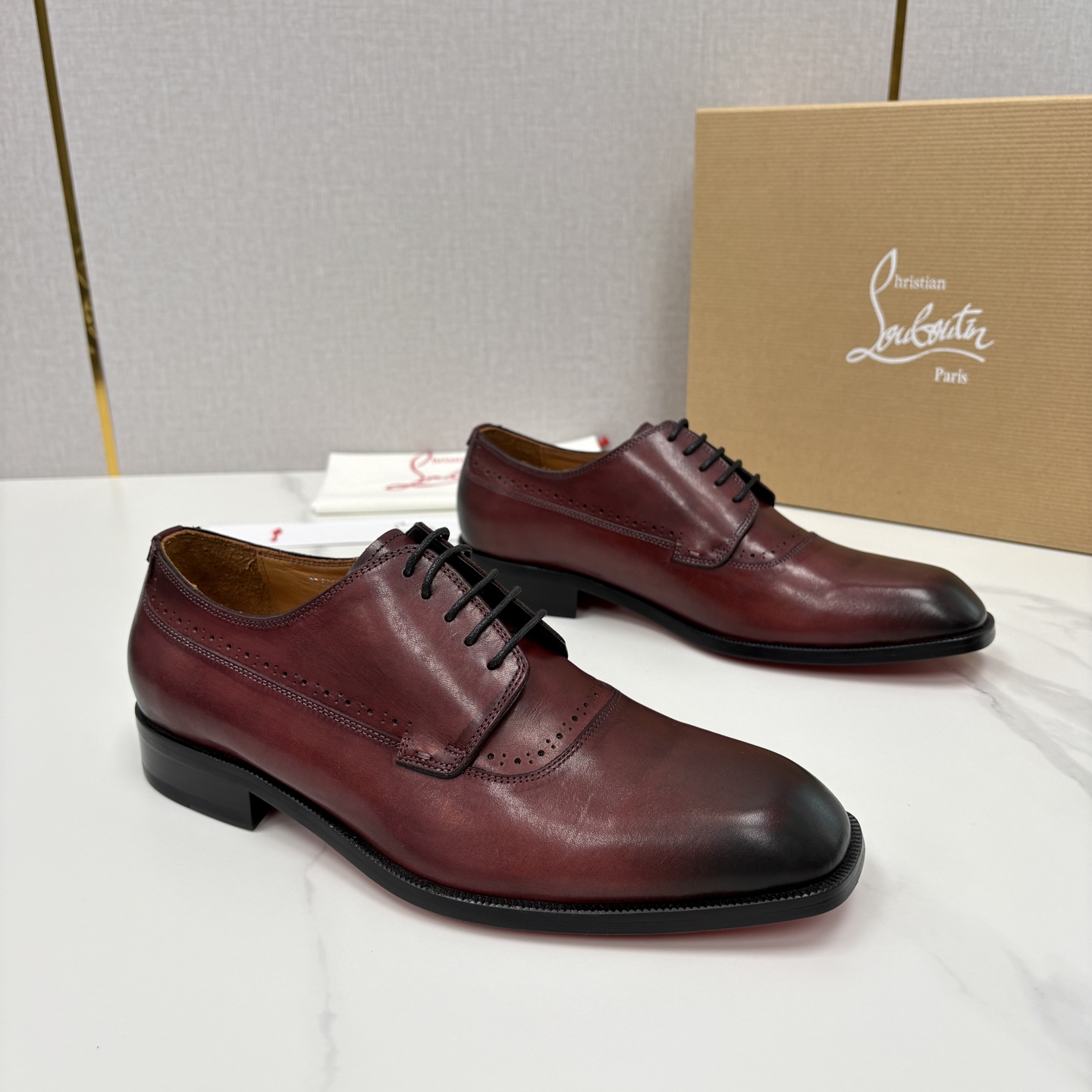 💋💍 CL 新品男士正装鞋皮鞋 Christia* Loubouti* 红底鞋 皮革肌理与红底美学的绅士
