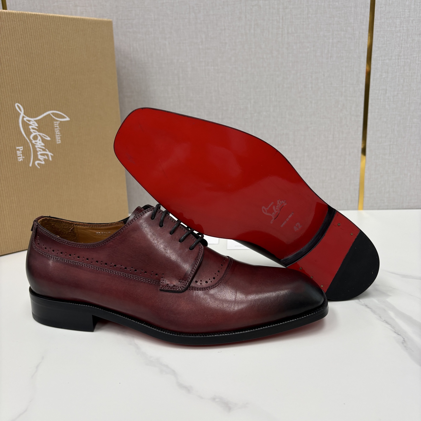 💋💍 CL 新品男士正装鞋皮鞋 Christia* Loubouti* 红底鞋 皮革肌理与红底美学的绅士